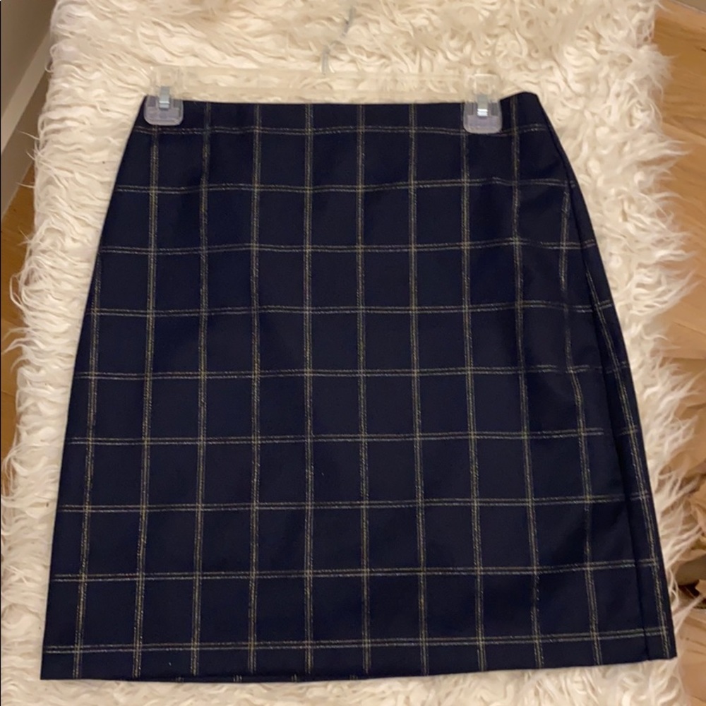 Banana Republic Navy Plaid/Windowpane Skirt, 0P